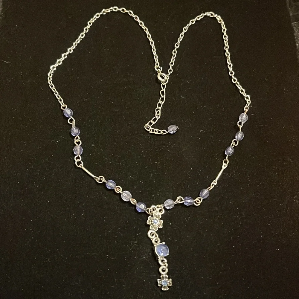 Blue and Silver Beaded Necklace